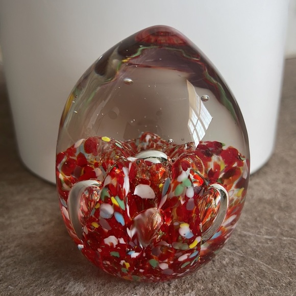 Vintage Egg Glass Paperweight NORLEANS Japan Blow Glass Art Retro Red Gift - Picture 8 of 8